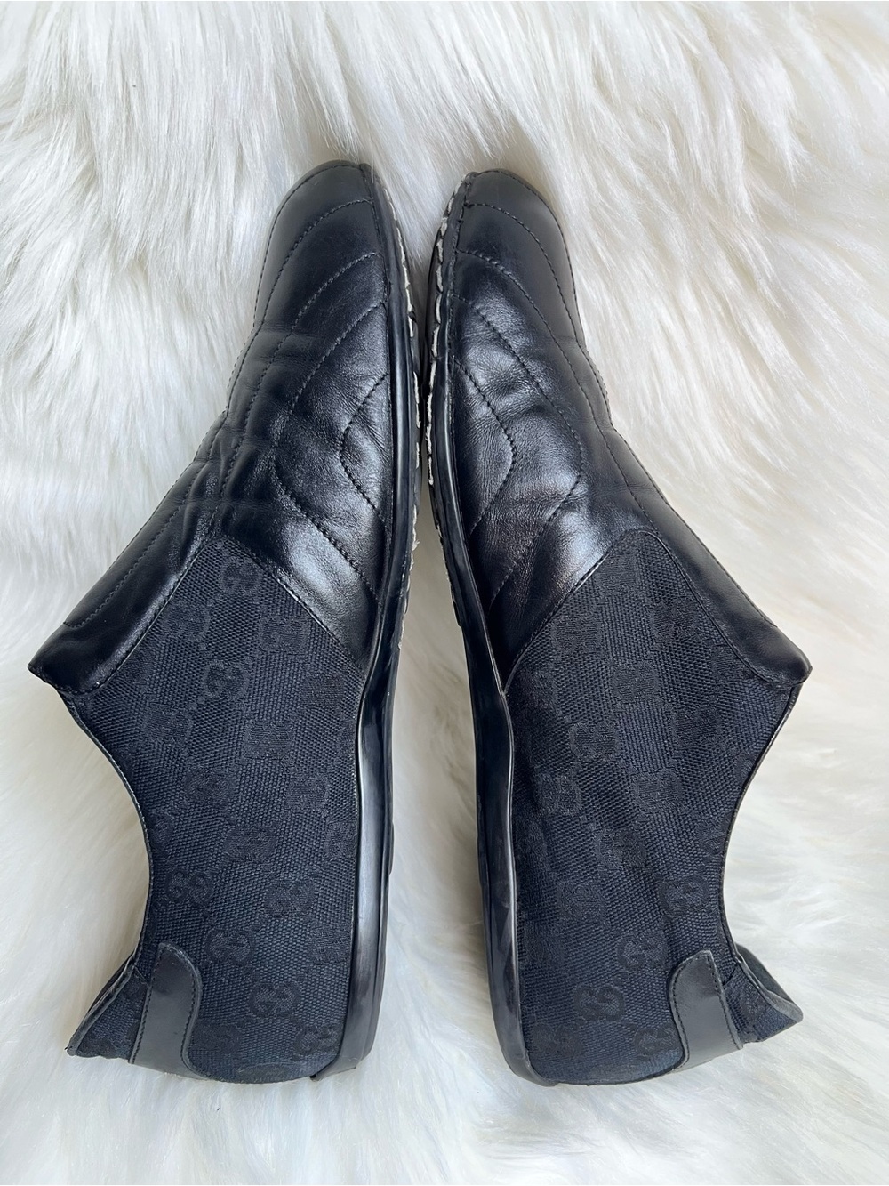 Vintage GUCCI Men's Shoes Sz 9.5 G Black GG Monogram Designer Sneakers Italy - Picture 13 of 17